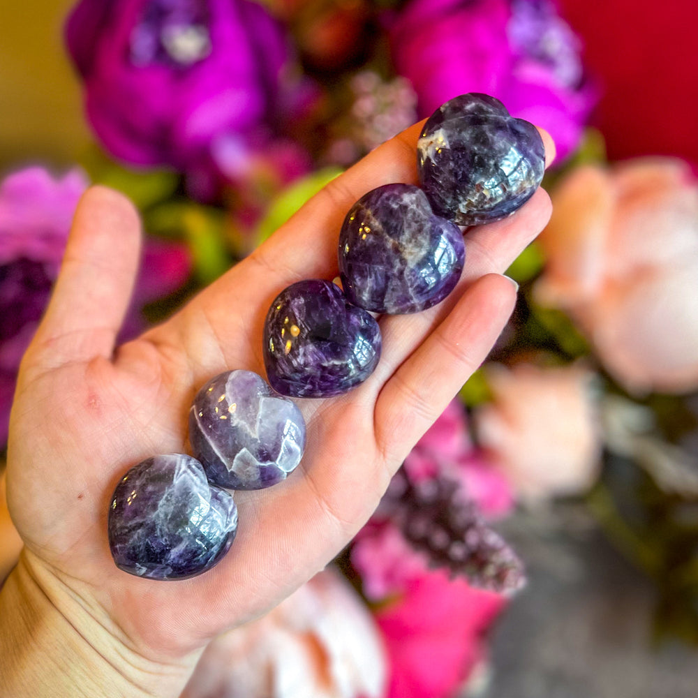 3cm Dream Amethyst Crystal Hearts for Valentines Day Gifts, Chevron Amethyst
