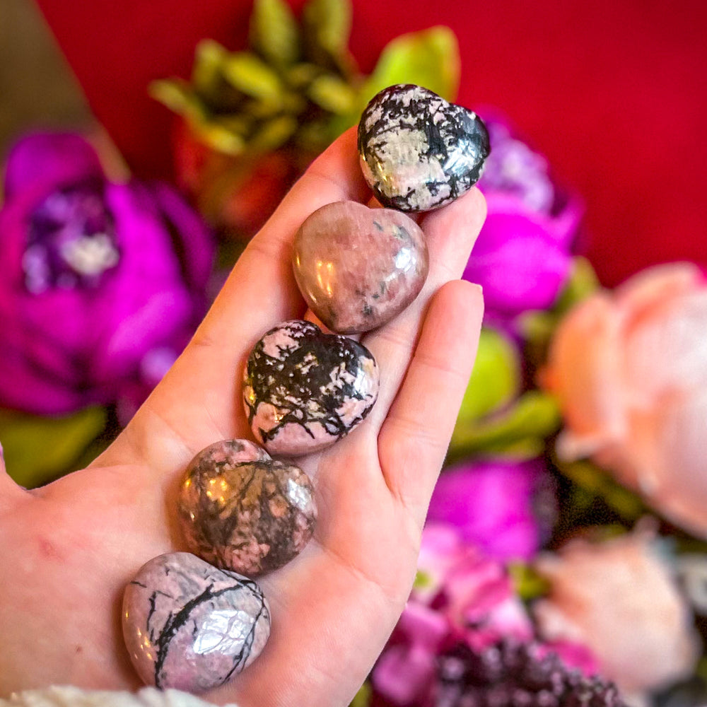 3cm Rhodonite Crystal Hearts for Valentines Day Gifts (ONLINE ORDER ONLY)