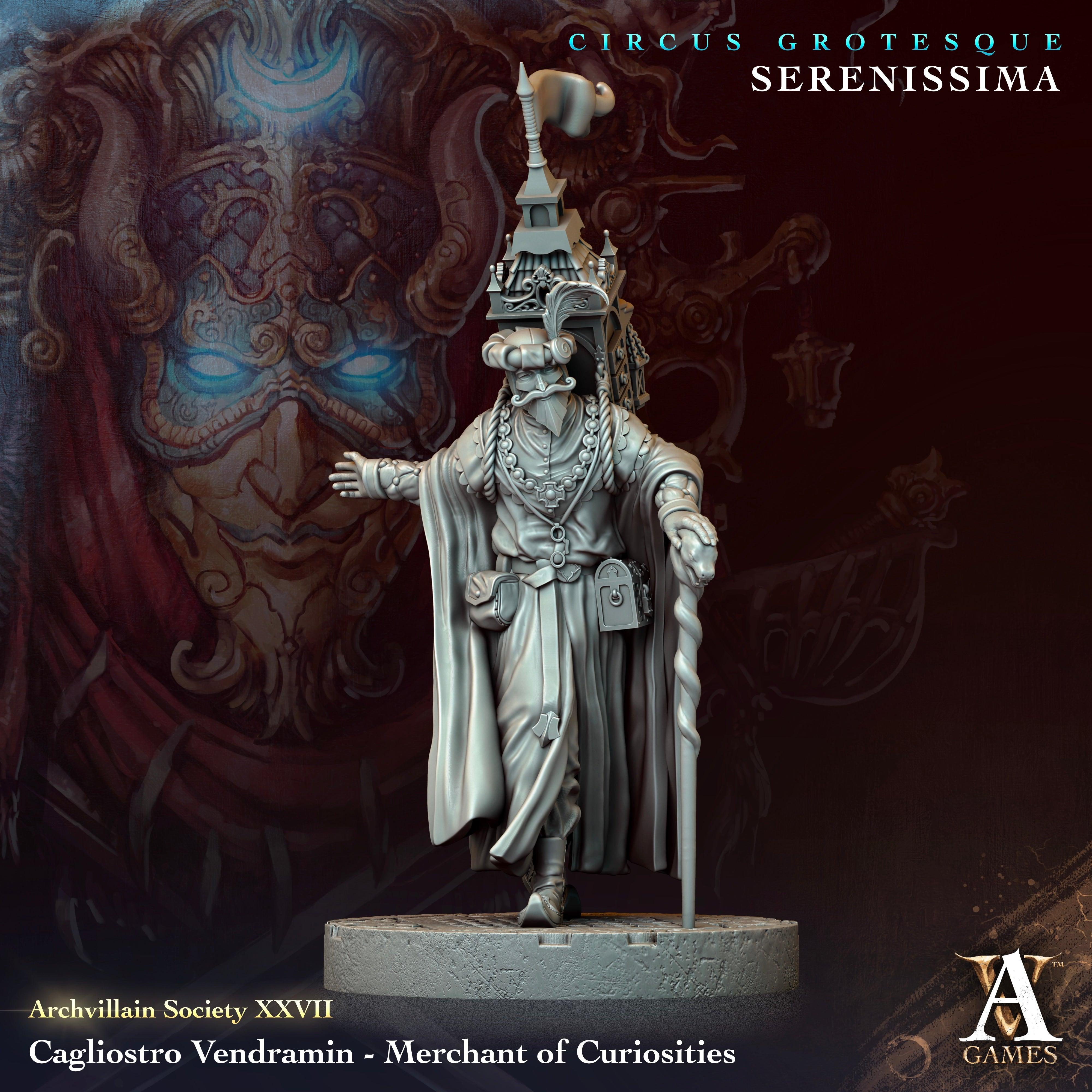 3D Printed Archvillain Games Archvillain Society Vol. XXVII Cagliostro Vendramin - Merchant of Curiosities 28 32mm D&D (Online Only)