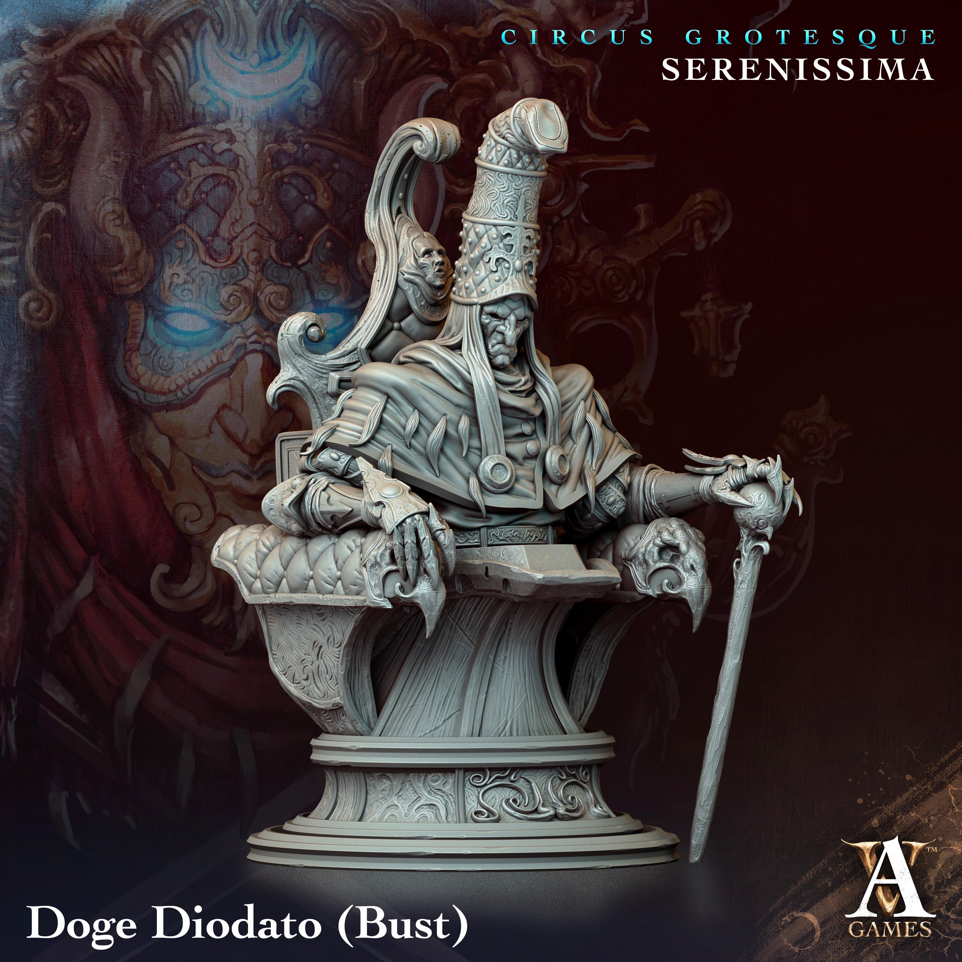 3D Printed Archvillain Games Circus Grotesque - Serenissima Doge Diodato - Bust 28 32mm D&D (Online Only)