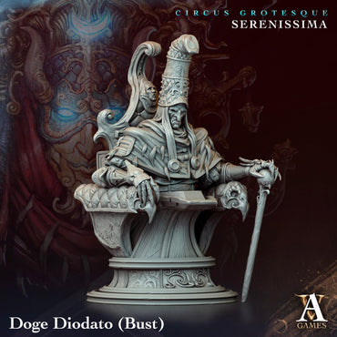 3D Printed Archvillain Games Circus Grotesque - Serenissima Doge Diodato - Bust 28 32mm D&D (Online Only)