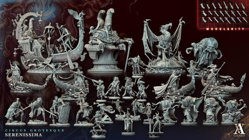3D Printed Archvillain Games Circus Grotesque - Serenissima Gondoliers of the Black Canal 28 32mm D&D (Online Only)