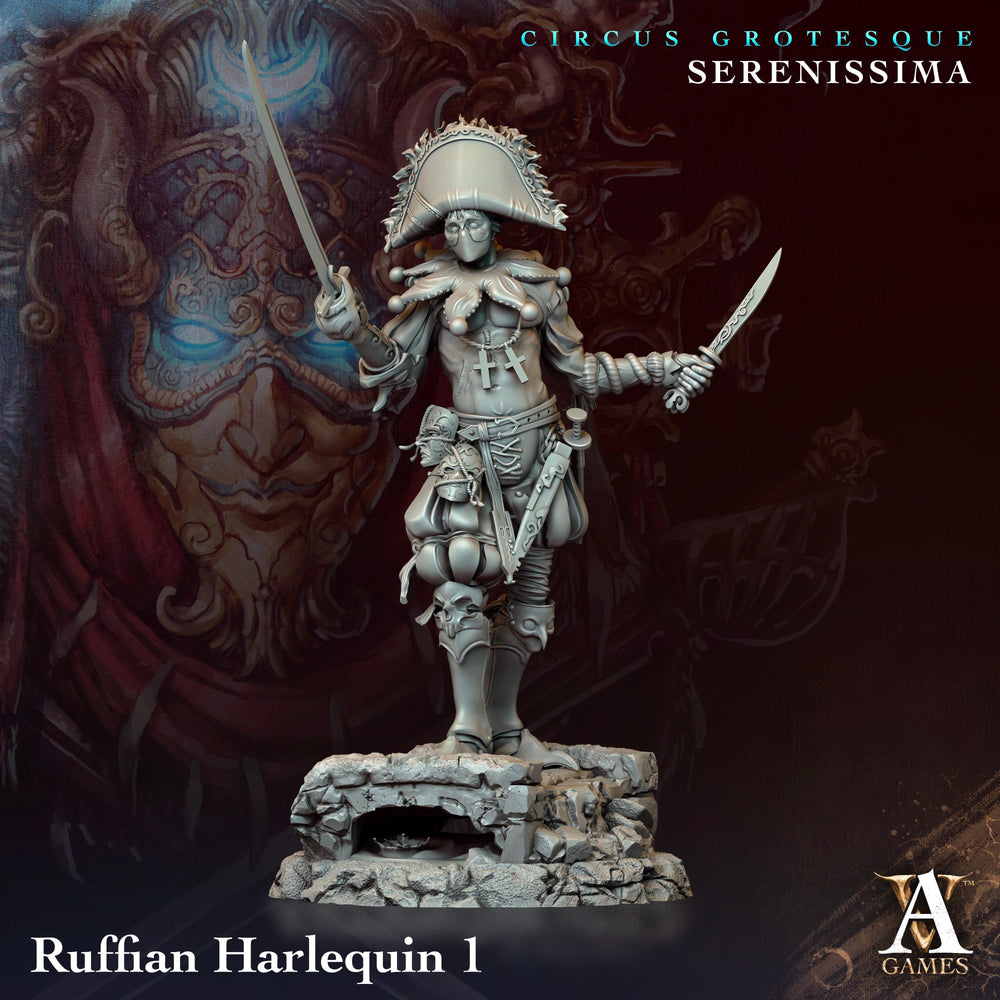 3D Printed Archvillain Games Circus Grotesque - Serenissima Ruffian Harlequin 28 32mm D&D (Online Only)