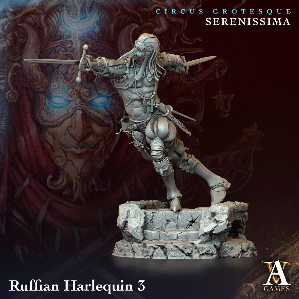 3D Printed Archvillain Games Circus Grotesque - Serenissima Ruffian Harlequin 28 32mm D&D (Online Only)