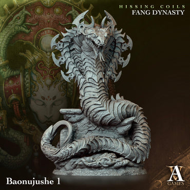 3D Printed Archvillain Games Hissing Coils - Fang Dynasty Baonujushe 28 32mm D&D (Online Only)