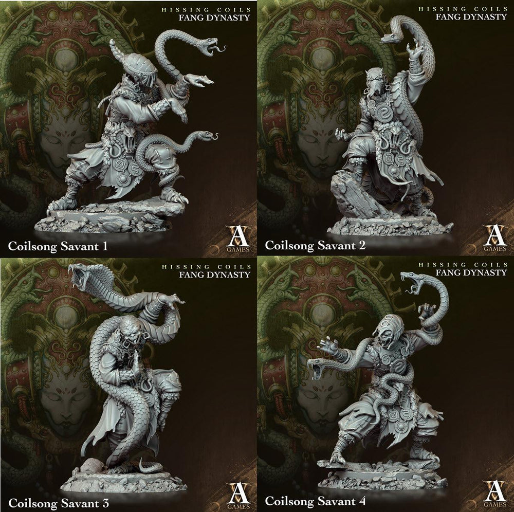 3D Printed Archvillain Games Hissing Coils - Fang Dynasty Coilsong Savant 28 32mm D&D (Online Only)