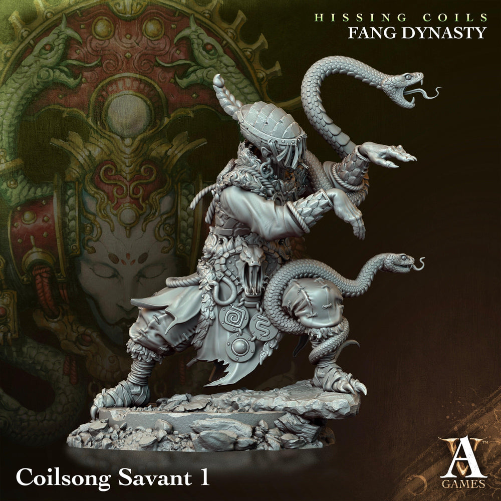 3D Printed Archvillain Games Hissing Coils - Fang Dynasty Coilsong Savant 28 32mm D&D (Online Only)
