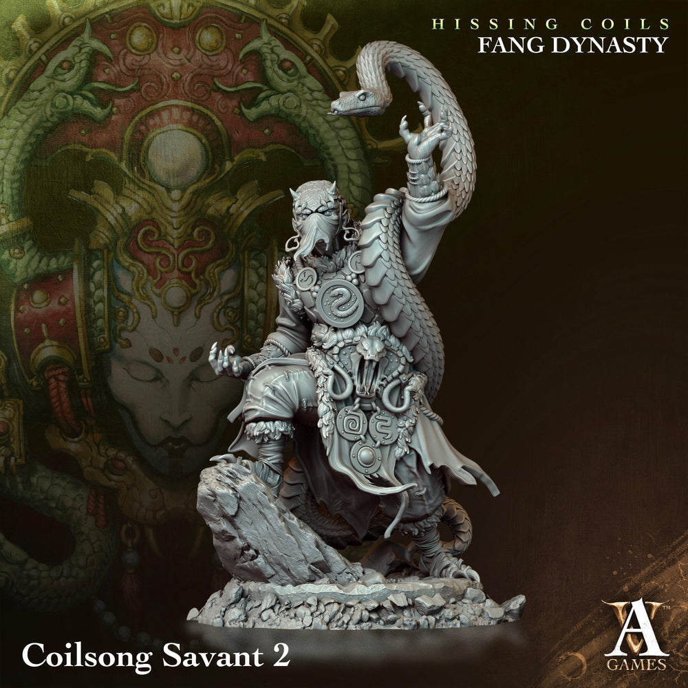 3D Printed Archvillain Games Hissing Coils - Fang Dynasty Coilsong Savant 28 32mm D&D (Online Only)