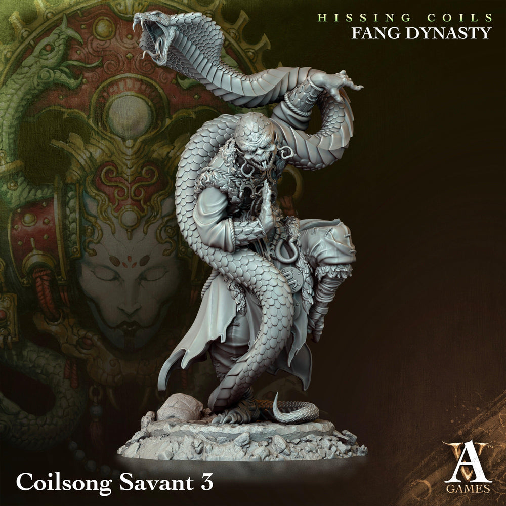 3D Printed Archvillain Games Hissing Coils - Fang Dynasty Coilsong Savant 28 32mm D&D (Online Only)