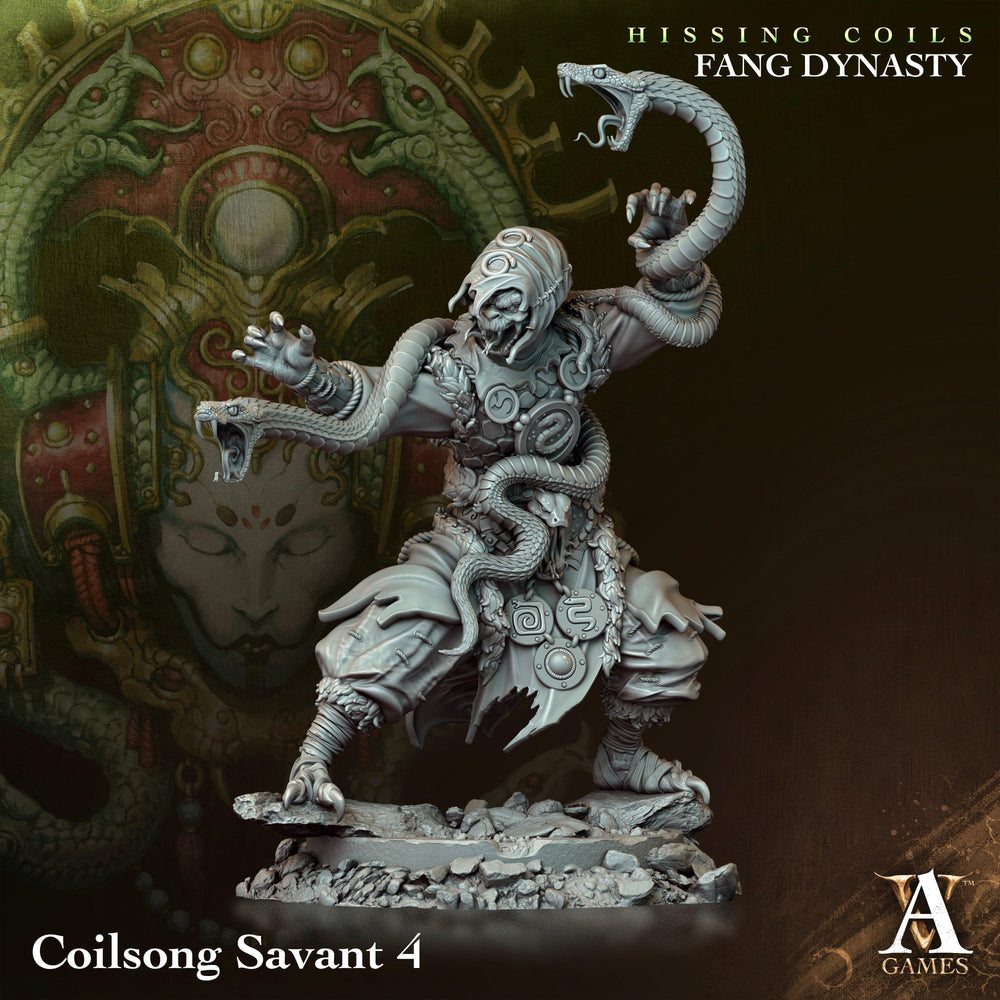 3D Printed Archvillain Games Hissing Coils - Fang Dynasty Coilsong Savant 28 32mm D&D (Online Only)