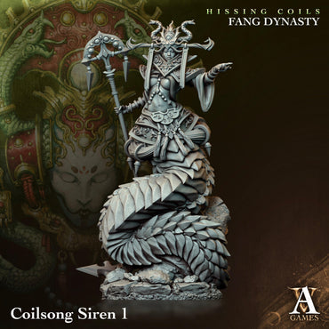 3D Printed Archvillain Games Hissing Coils - Fang Dynasty Coilsong Siren 28 32mm D&D (Online Only)
