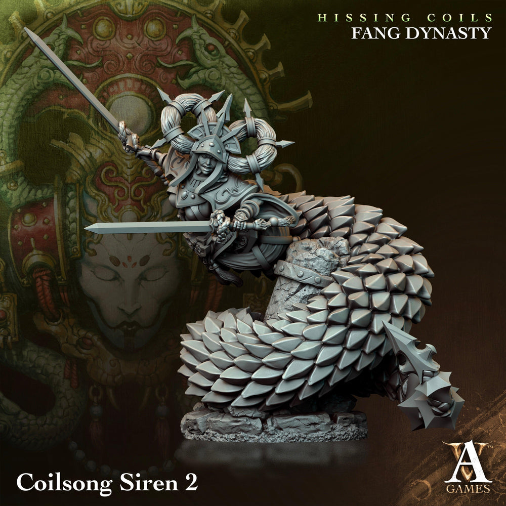 3D Printed Archvillain Games Hissing Coils - Fang Dynasty Coilsong Siren 28 32mm D&D (Online Only)