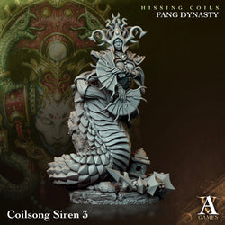 3D Printed Archvillain Games Hissing Coils - Fang Dynasty Coilsong Siren 28 32mm D&D (Online Only)