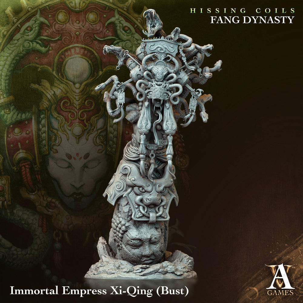 3D Printed Archvillain Games Hissing Coils - Fang Dynasty Immortal Empress Xi-Qing - Bust 28 32mm D&D (Online Only)