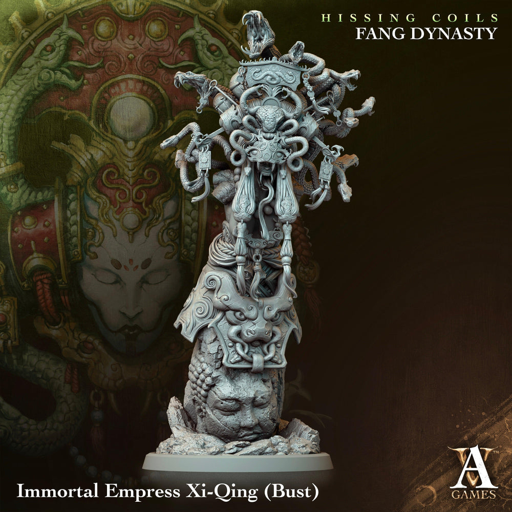 3D Printed Archvillain Games Hissing Coils - Fang Dynasty Immortal Empress Xi-Qing - Bust 28 32mm D&D (Online Only)