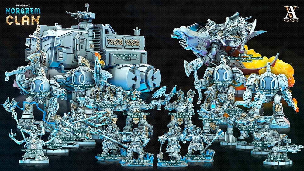 3D Printed Archvillain Games Norgrem Gemsourcers Vahlstahd - Norgrem Clan 28 32mm D&D (Online Only)