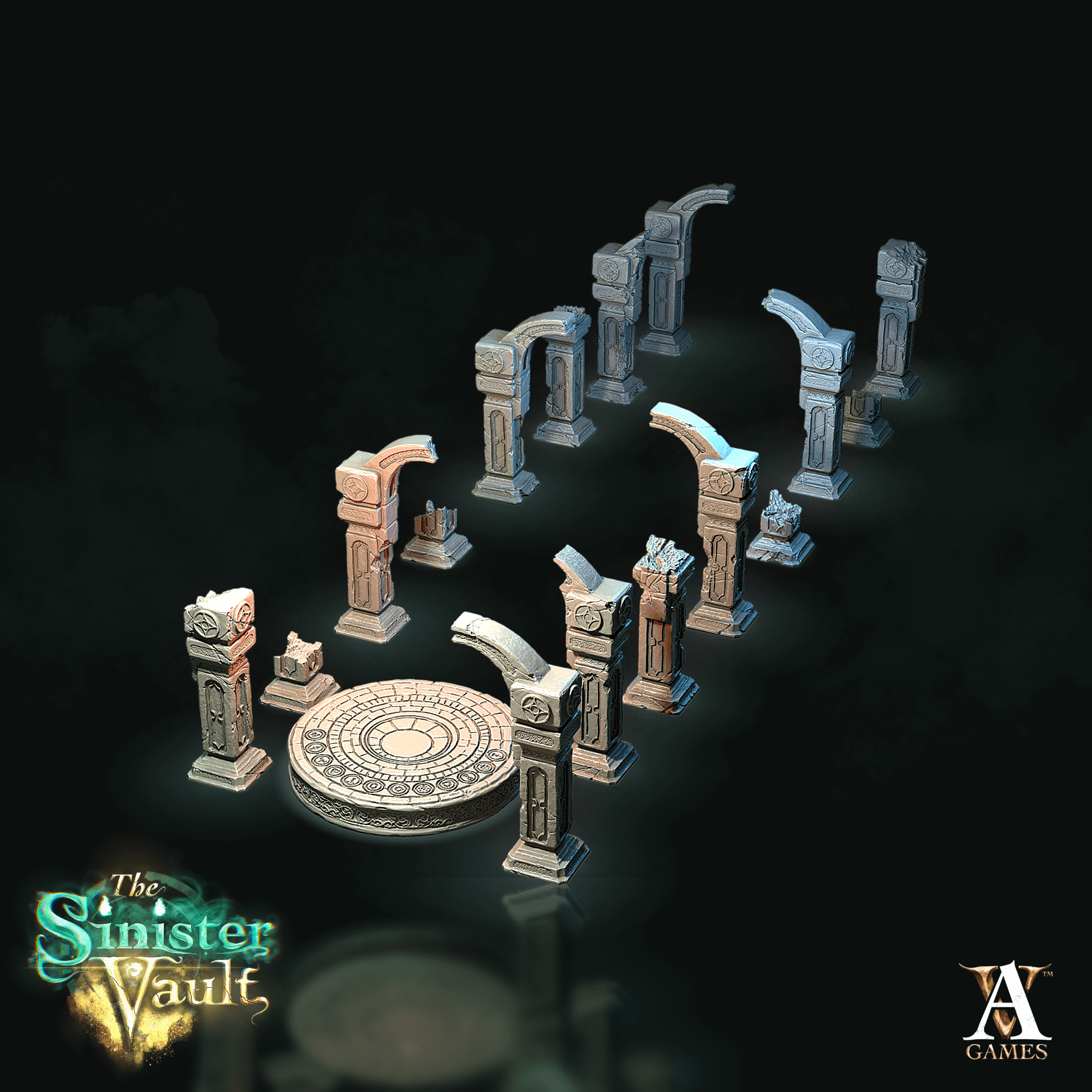 3D Printed Archvillain Games Portal and Pillars The Sinister Vault 28 32mm D&D (Online Only)
