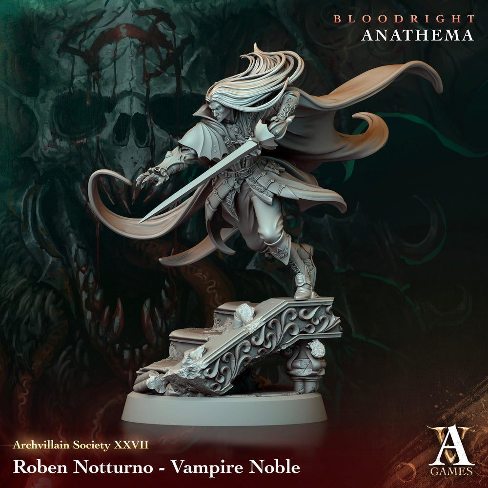 3D Printed Archvillain Games Roben Notturno - Vampire Noble Archvillain Society Vol. XXVIII 28 32mm D&D (Online Only)