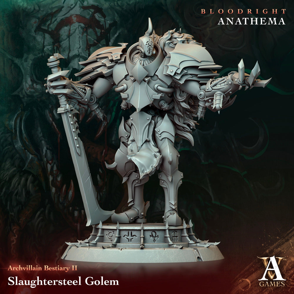 3D Printed Archvillain Games Slaughtersteel Golem Archvillain Bestiary Vol. II 28 32mm D&D (Online Only)