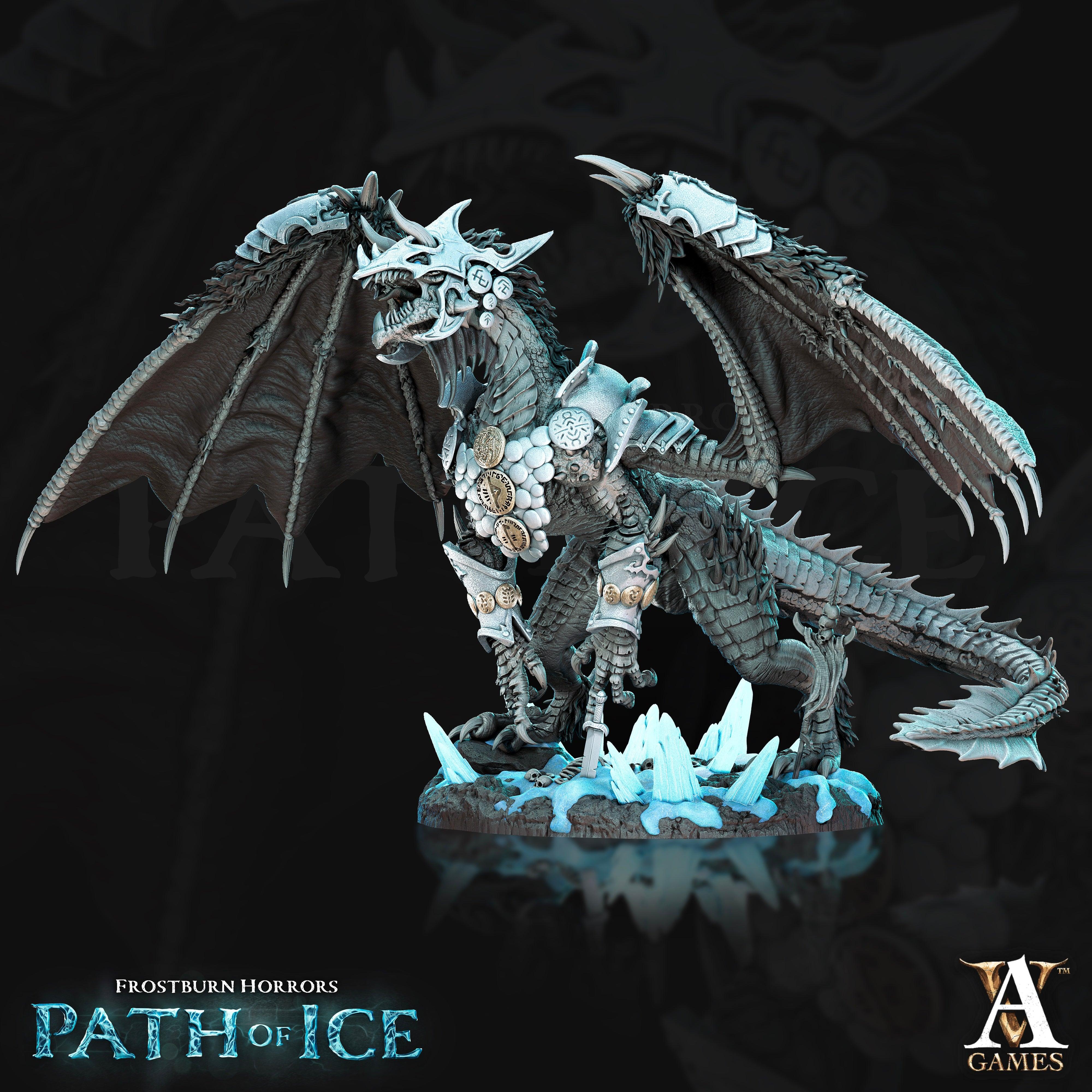 3D Printed Archvillain Games Valkoinen Blizzard Dragon Frostburn Horrors - Path of Ice 28 32mm D&D (Online Only)