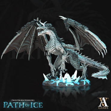 3D Printed Archvillain Games Valkoinen Blizzard Dragon Frostburn Horrors - Path of Ice 28 32mm D&D (Online Only)