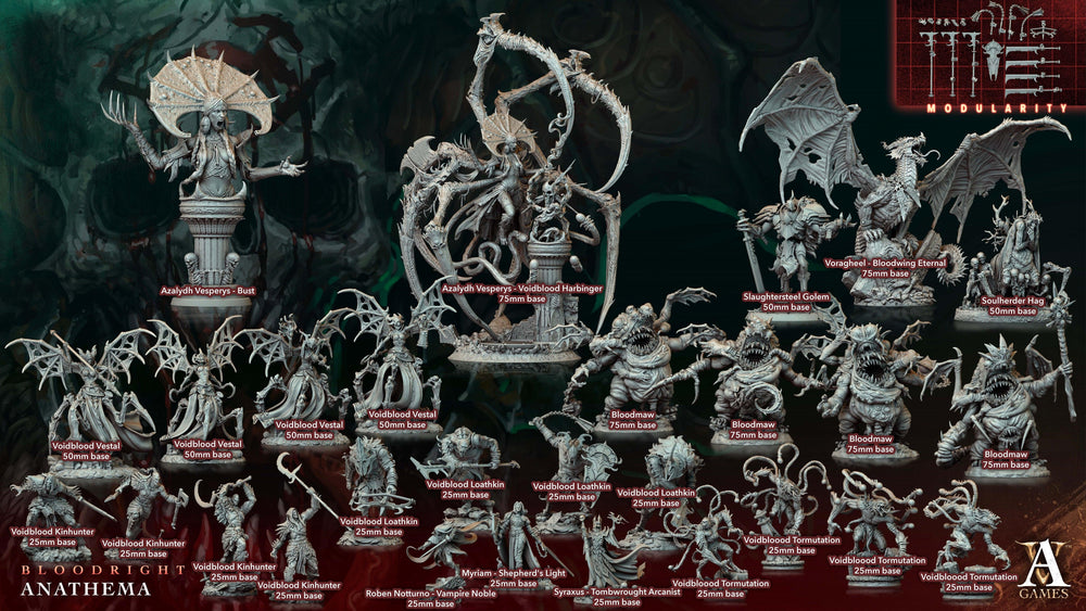 3D Printed Archvillain Games Voidblood Loathkin Bloodright - Anathema 28 32mm D&D (Online Only)