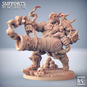 3D Printed Artisan Guild Ogre Cannoneer Hero Gronk Boomshot 28mm 32mm DnD (Online Only)