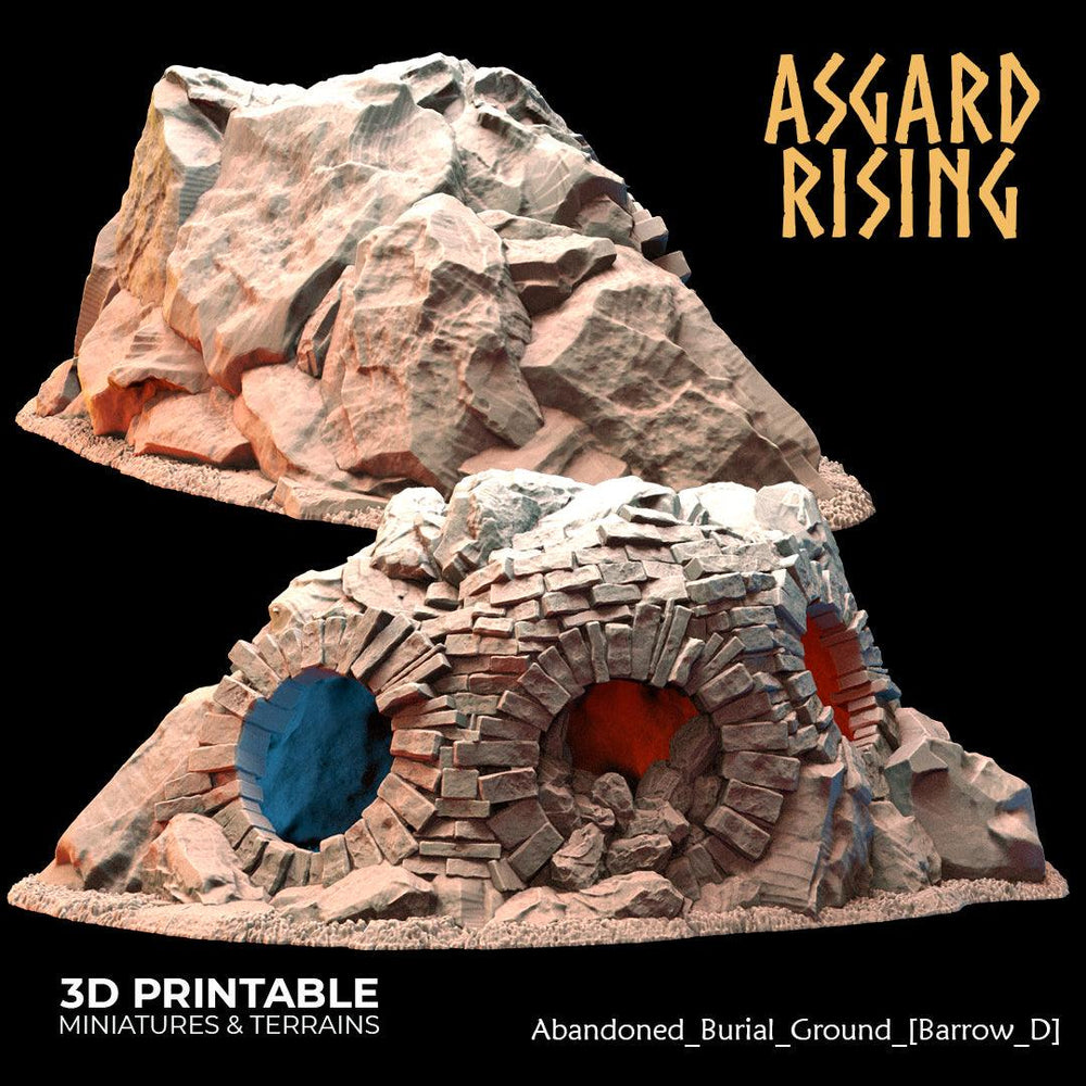 3D Printed Asgard Rising Abandoned Burial Ground Burrows 28 32 mm Wargaming DnD (Online Only)