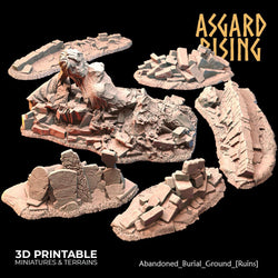 3D Printed Asgard Rising Abandoned Burial Ground Ruins 28 32 mm Wargaming DnD (Online Only)