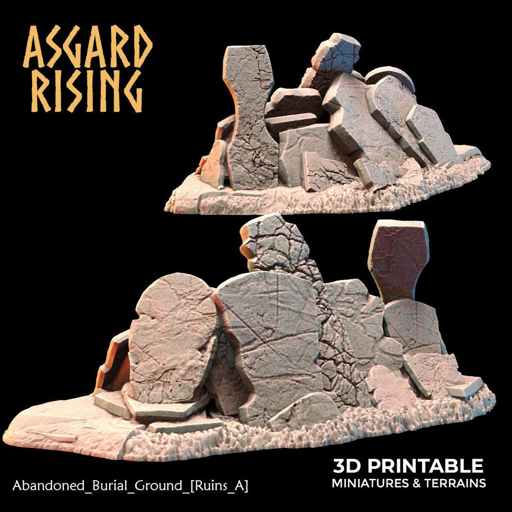 3D Printed Asgard Rising Abandoned Burial Ground Ruins 28 32 mm Wargaming DnD (Online Only)