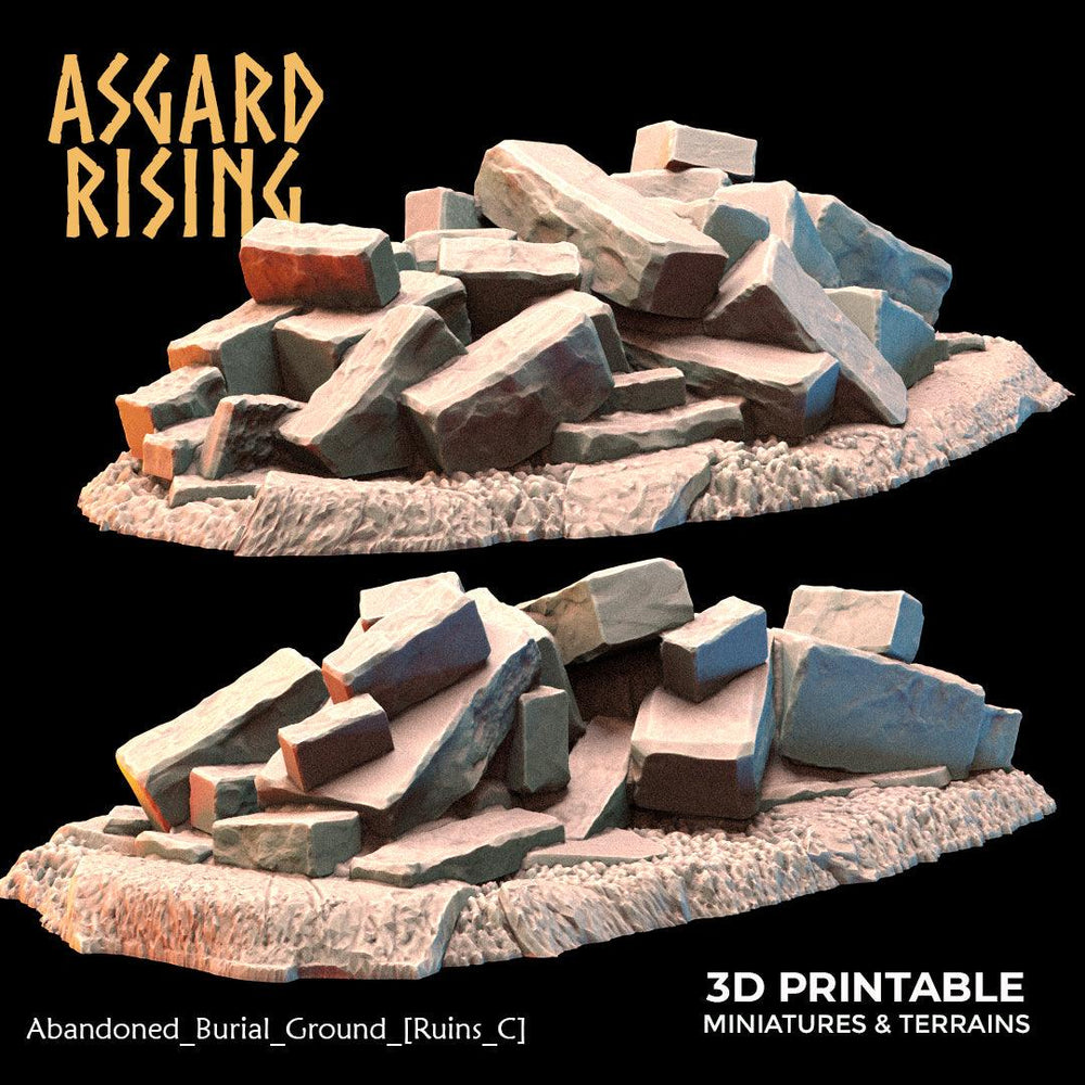 3D Printed Asgard Rising Abandoned Burial Ground Ruins 28 32 mm Wargaming DnD (Online Only)