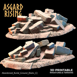3D Printed Asgard Rising Abandoned Burial Ground Ruins 28 32 mm Wargaming DnD (Online Only)