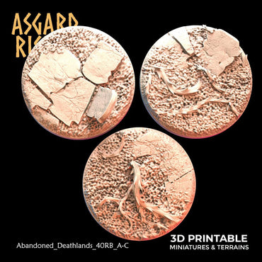 3D Printed Asgard Rising Abandoned Deathlands 3x 40mm Round Base Wargaming DnD (Online Only)