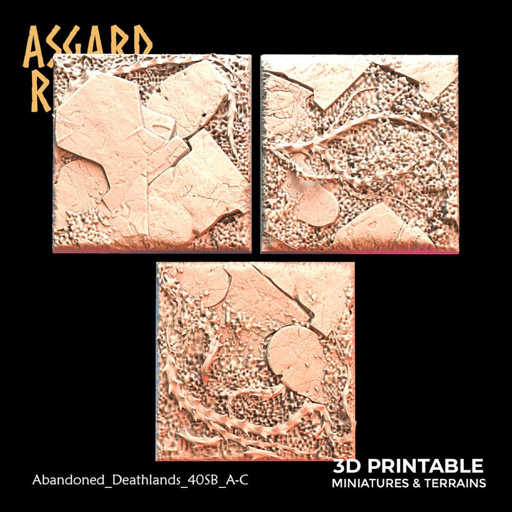 3D Printed Asgard Rising Abandoned Deathlands 3x 40mm Square Base Wargaming DnD (Online Only)
