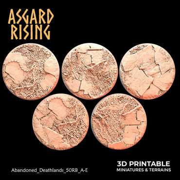 3D Printed Asgard Rising Abandoned Deathlands 5x 50mm Round Base Wargaming DnD (Online Only)