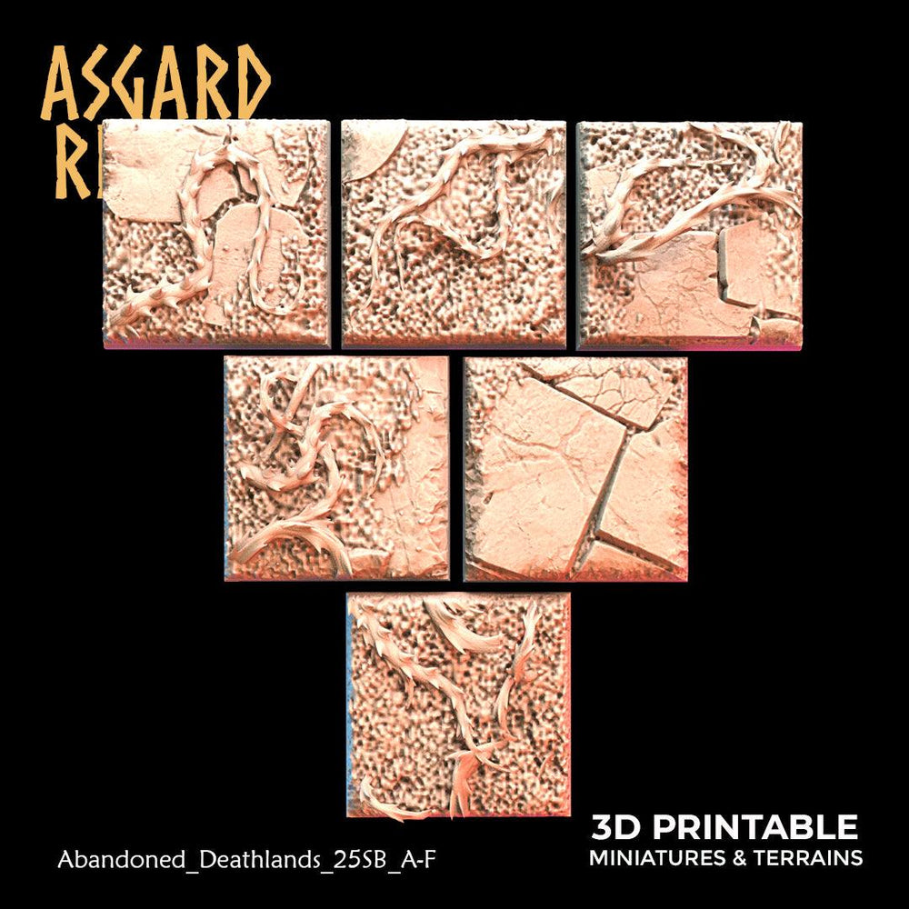 3D Printed Asgard Rising Abandoned Deathlands 6x 20 25 30 35mm Square Base Wargaming DnD (Online Only)