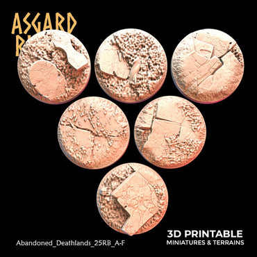 3D Printed Asgard Rising Abandoned Deathlands 6x 25 28 32 35mm Round Base Wargaming DnD (Online Only)