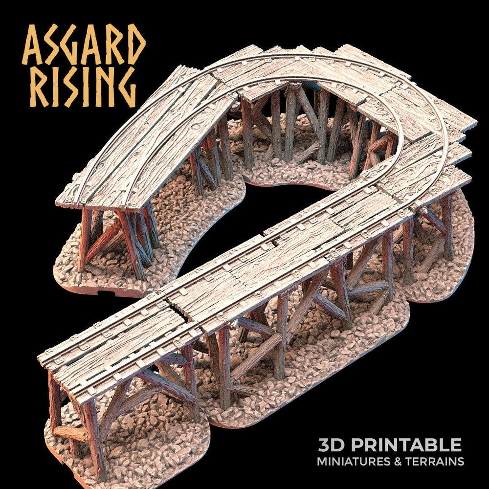 3D Printed Asgard Rising Advanced Dwarven Mines Underground Railroad 28mm - 32mm (Online Only)