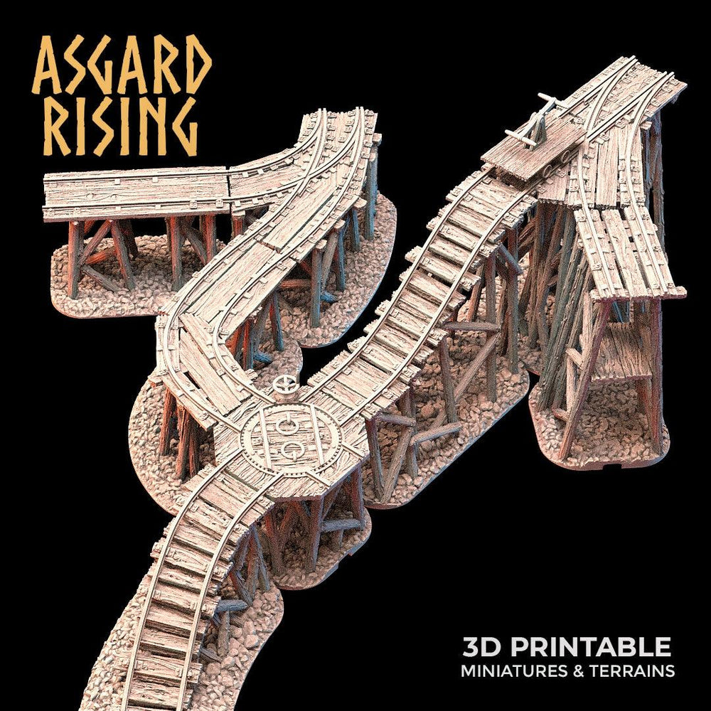 3D Printed Asgard Rising Advanced Dwarven Mines Underground Railroad 28mm - 32mm (Online Only)