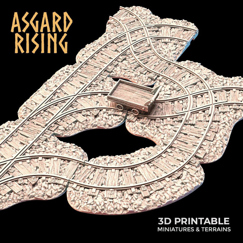 3D Printed Asgard Rising Advanced Dwarven Mines Underground Railroad 28mm - 32mm (Online Only)