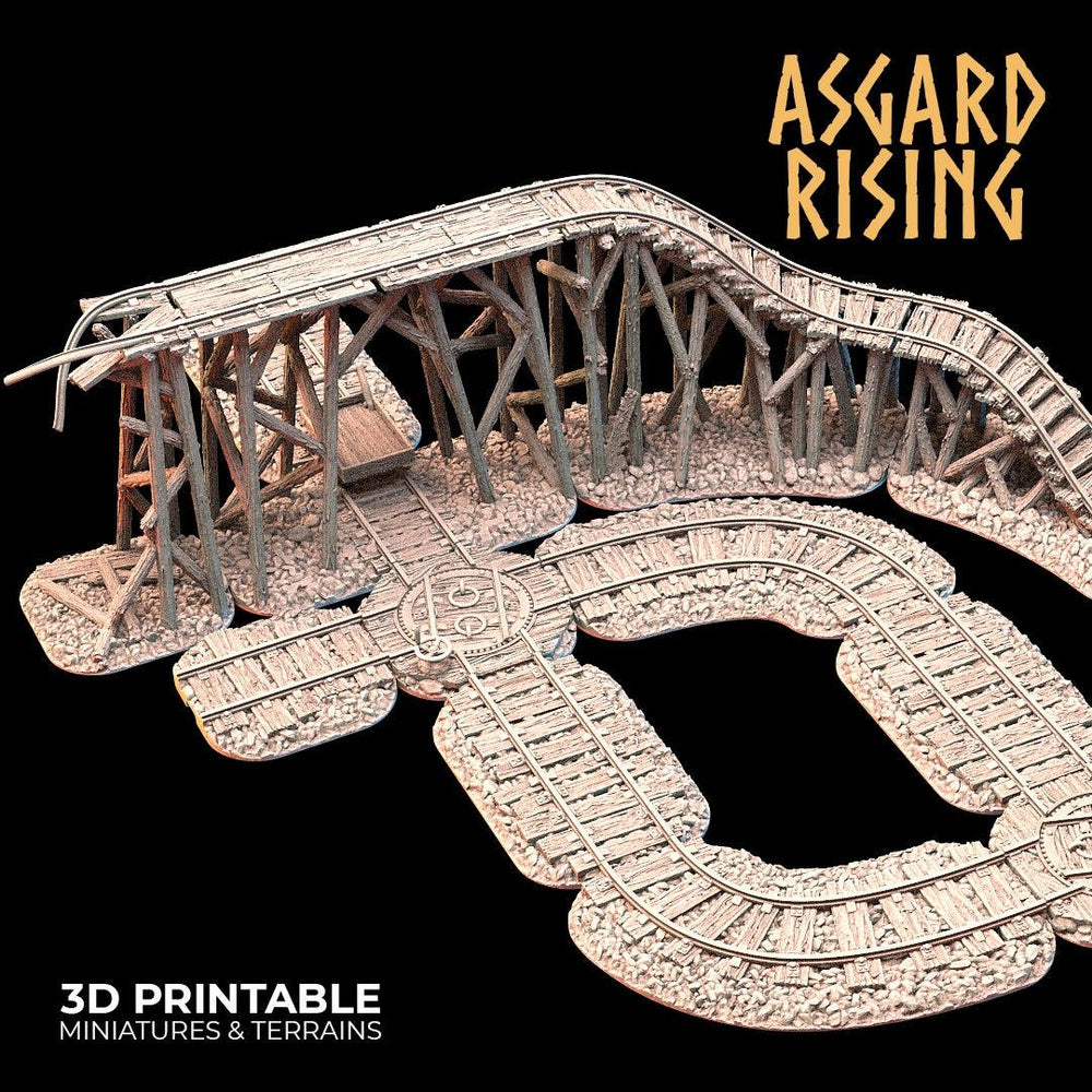 3D Printed Asgard Rising Advanced Dwarven Mines Underground Railroad 28mm - 32mm (Online Only)