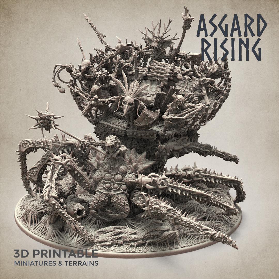 3D Printed Asgard Rising Ancient Spider Queen with Palanquin 32mm D&D (Online Only)