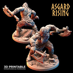 3D Printed Asgard Rising Berserker Miniature  - 28mm 32mm D&D (Online Only)