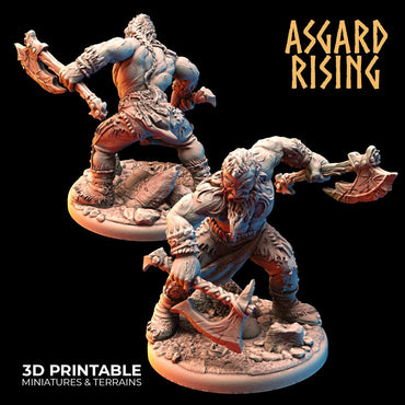 3D Printed Asgard Rising Berserker Miniature  - 28mm 32mm D&D (Online Only)