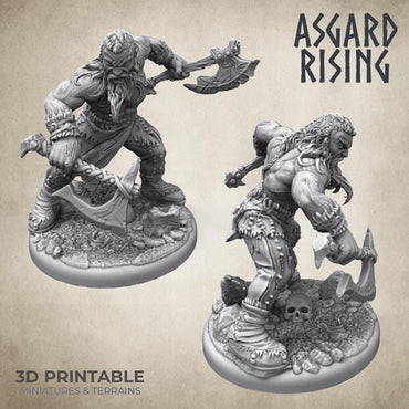 3D Printed Asgard Rising Berserker Miniature  - 28mm 32mm D&D (Online Only)