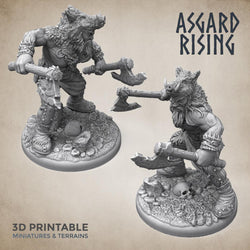 3D Printed Asgard Rising Berserker Miniature  - 28mm 32mm D&D (Online Only)