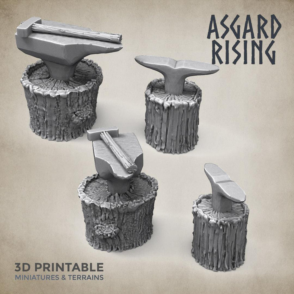 3D Printed Asgard Rising Blacksmith Forge Anvil Props Set 28 32 mm Wargaming DnD (Online Only)