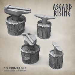 3D Printed Asgard Rising Blacksmith Forge Anvil Props Set 28 32 mm Wargaming DnD (Online Only)