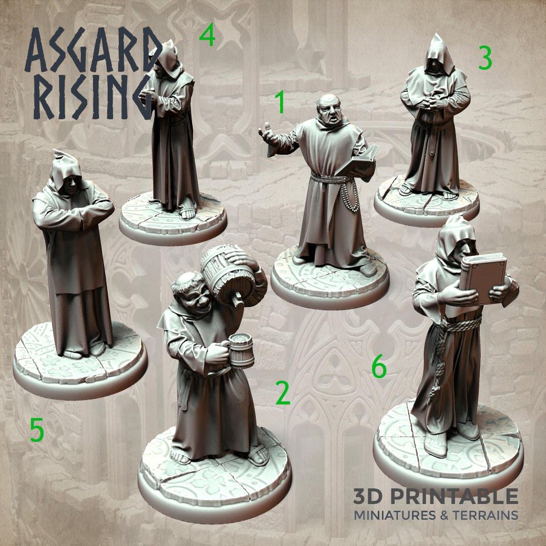 3D Printed Asgard Rising Brother Monks Set 28mm - 32mm Ragnarok D&D (Online Only)