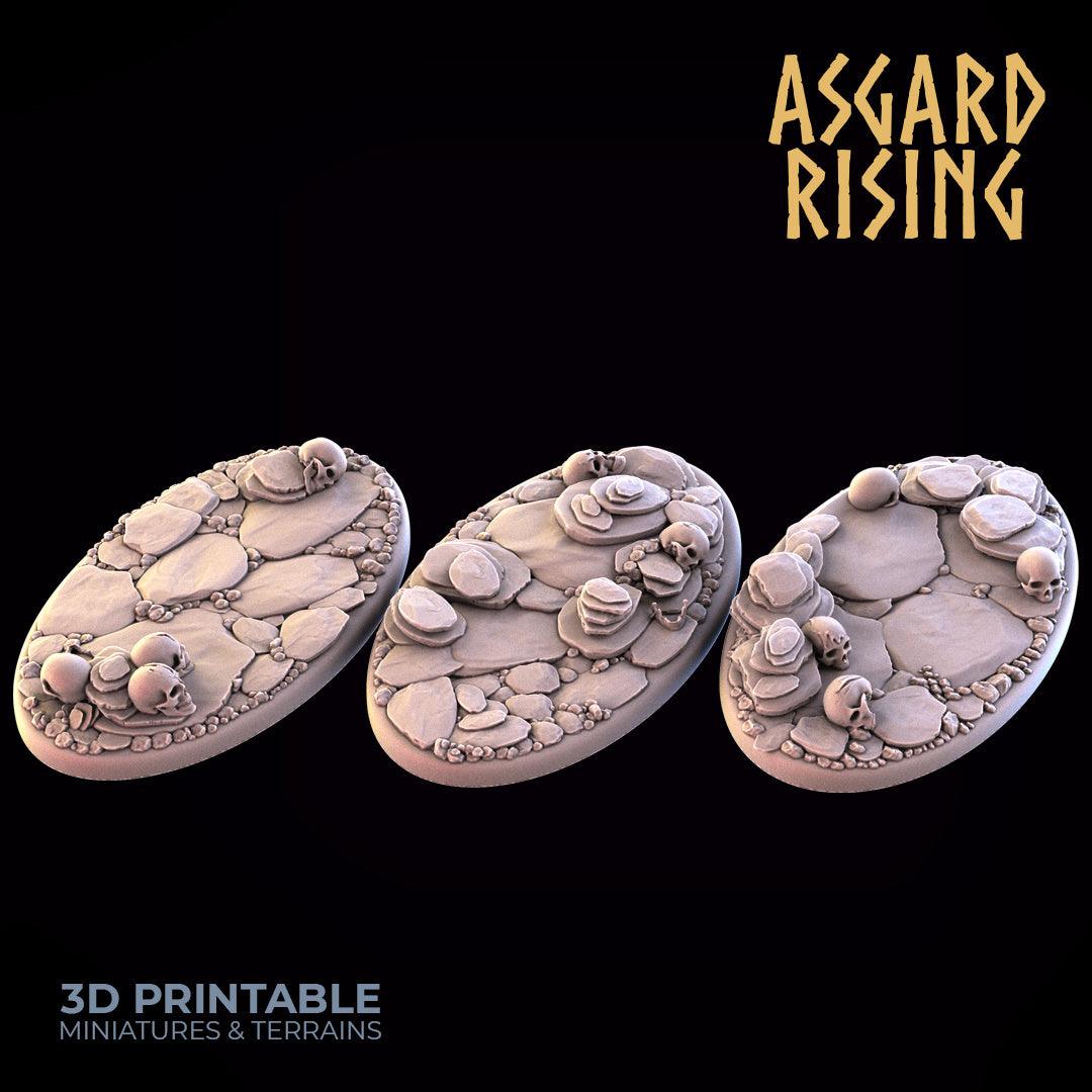 3D Printed Asgard Rising Burial Ground Oval Bases 28 32mm D&D (Online Only)